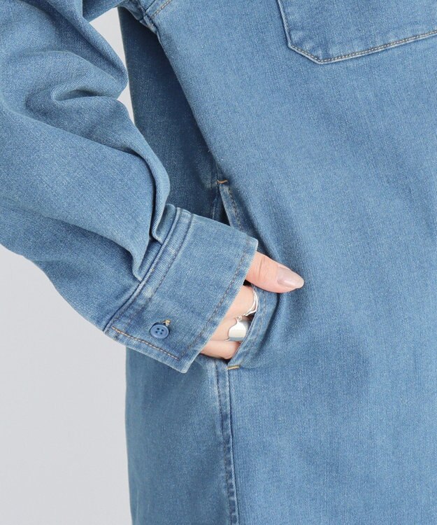 CRAFT STANDARD BOUTIQUE 裏起毛デニムヘンリーワンピース Blue