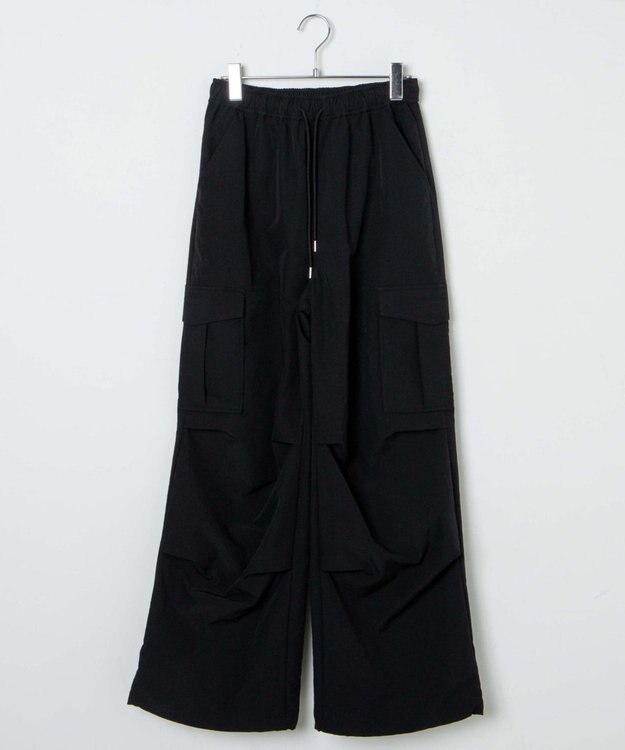 WEGO 【ウエストゴム】イージーパラシュートカーゴパンツ ブラック