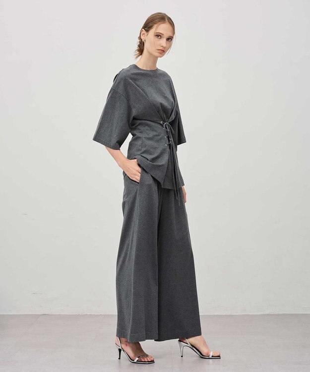 uncrave プレーンジャージー 2WAYレースアップトップス チャコール