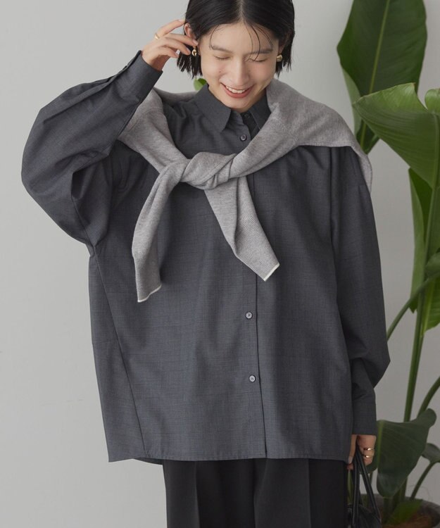 AMERICAN HOLIC イージーケアコクーンバックタックシャツ Check