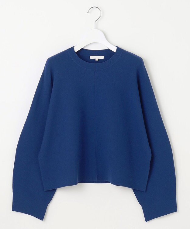 自由区 L 【セットアップ対応・洗える】レーヨンストレッチプルオーバー ニット ブルー