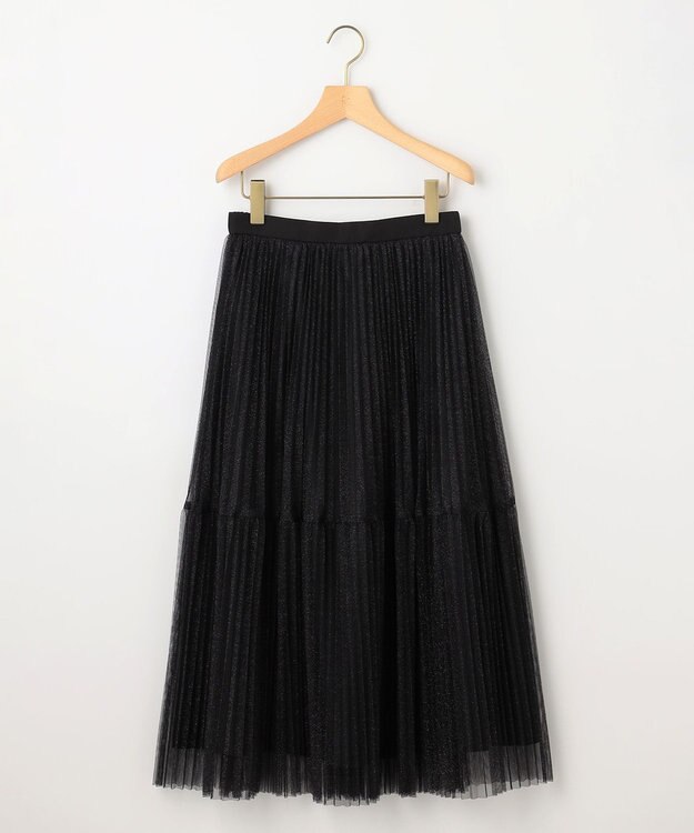 組曲 L ラメチュールプリーツ スカート ブラック系