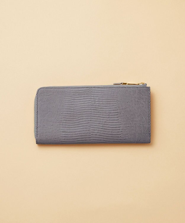 TOPKAPI 【TOPKAPI】イタリアンレザー リザード型押し Lファスナー長財布マチ付き LUCIA ルチア ミディアムグレー