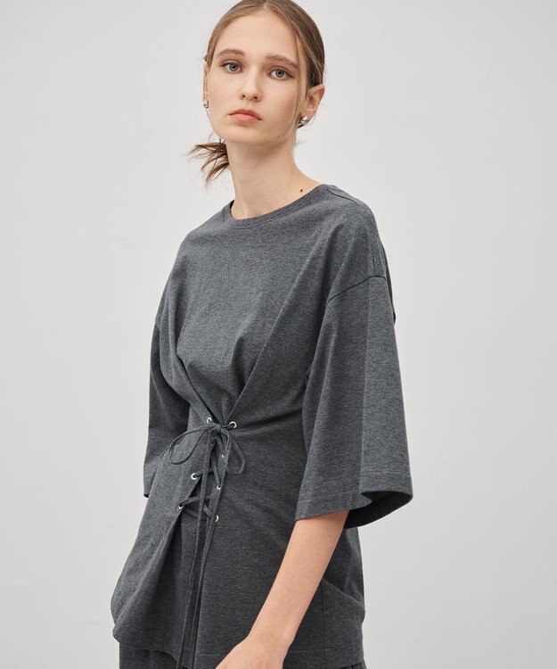 uncrave プレーンジャージー 2WAYレースアップトップス チャコール