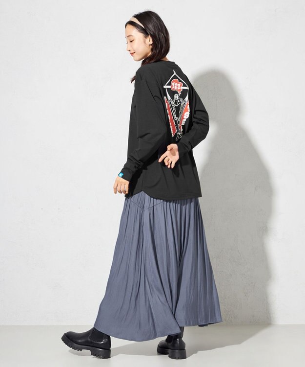 SHARE PARK LADIES 【洗える】ポリエステルシャンブレースカート ネイビー