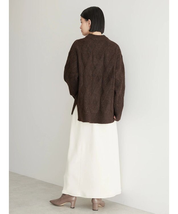 AMERICAN HOLIC Ｍｉｘヤーンモックネックケーブルニットプルオーバー Brown