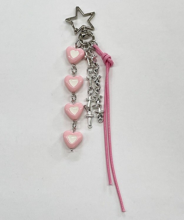 WEGO 4連カラーハートキーホルダー ピンク