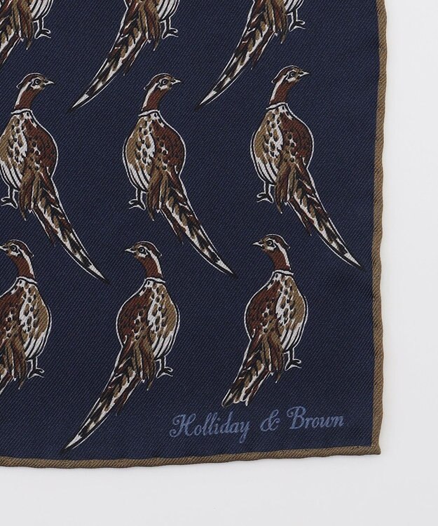 JOSEPH ABBOUD 【イタリア製・Holliday&Brown】バードグラフィックプリントポケットチーフ ネイビー系6