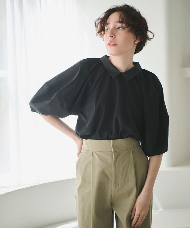 #Newans 【撥水・吸水速乾】コンビネーションベルスリーブカットソー ブラック系