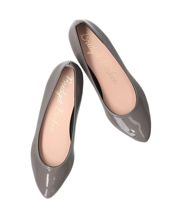 Bridget Birkin 【Bridget Birkin】ウエッジヒールポインテッドレインパンプス グレーエナメル