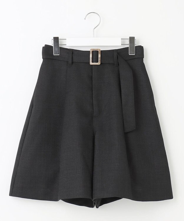 Feroux 【洗える】ベルテッドショート パンツ ブラック系