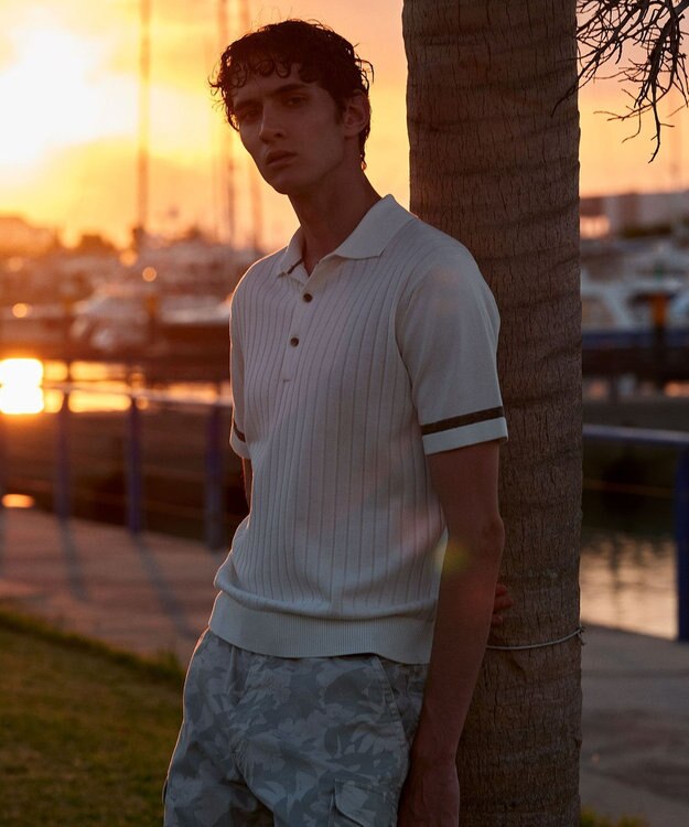 JOSEPH ABBOUD 【清涼感/ストレッチ/洗える】クールスキン ニット ポロ ホワイト系