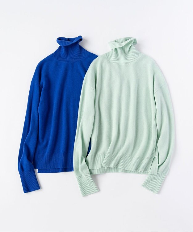 23区 【滝沢眞規子さん着用/洗える】ピュアカシミヤ タートルネック ニット スモーキーグリーン系