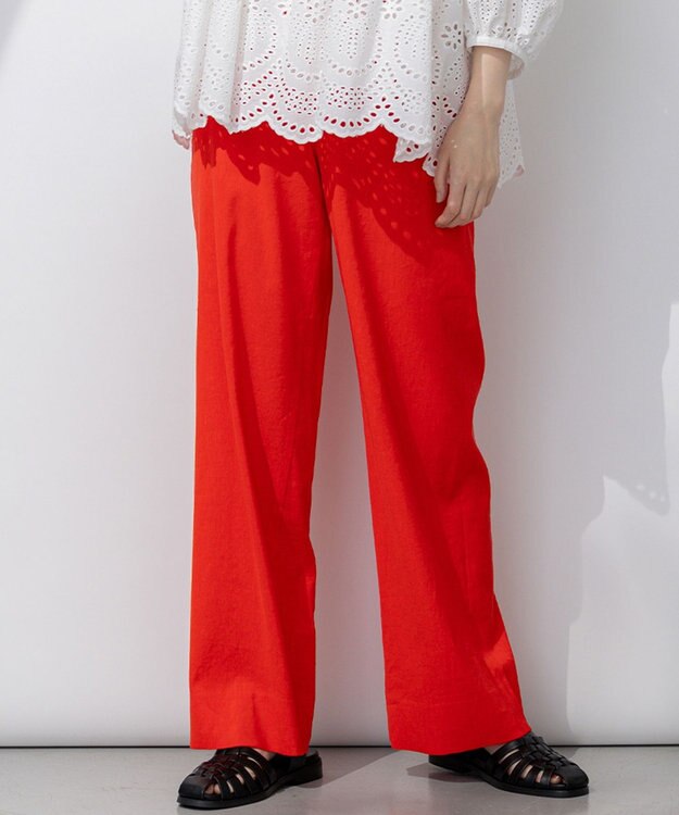 23区 L 【Oggi5月号掲載/洗える】リネンレーヨンストレッチ ワイド パンツ オレンジ系