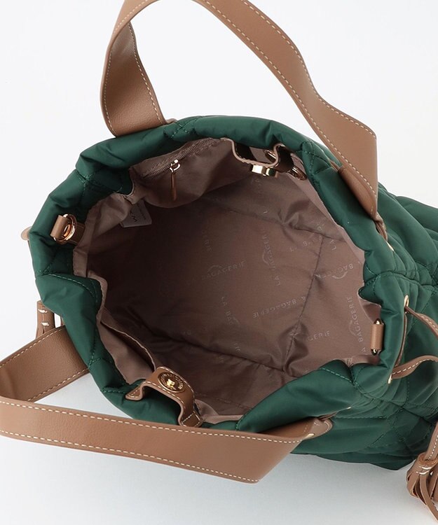 LA BAGAGERIE グリッドキルティングトート ダークグリーン