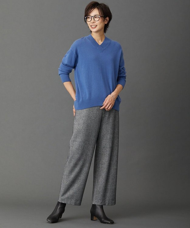 J.PRESS LADIES L 【洗える・WEB限定カラーあり】CASHMERE BLEND Vネック ニット サックスブルー系