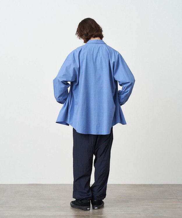 ATON SHRINK BROAD | オーバーサイズシャツ - UNISEX SAX