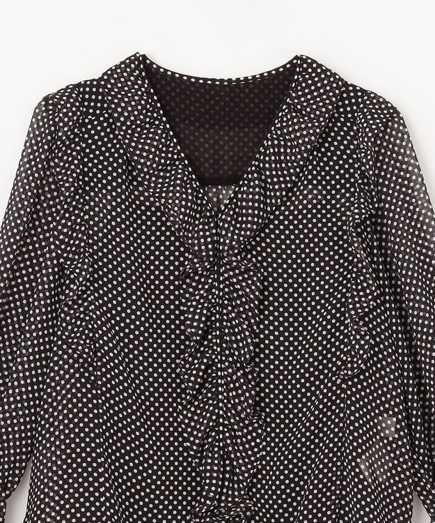 GRACE CONTINENTAL ドットラッフルブラウス ブラック