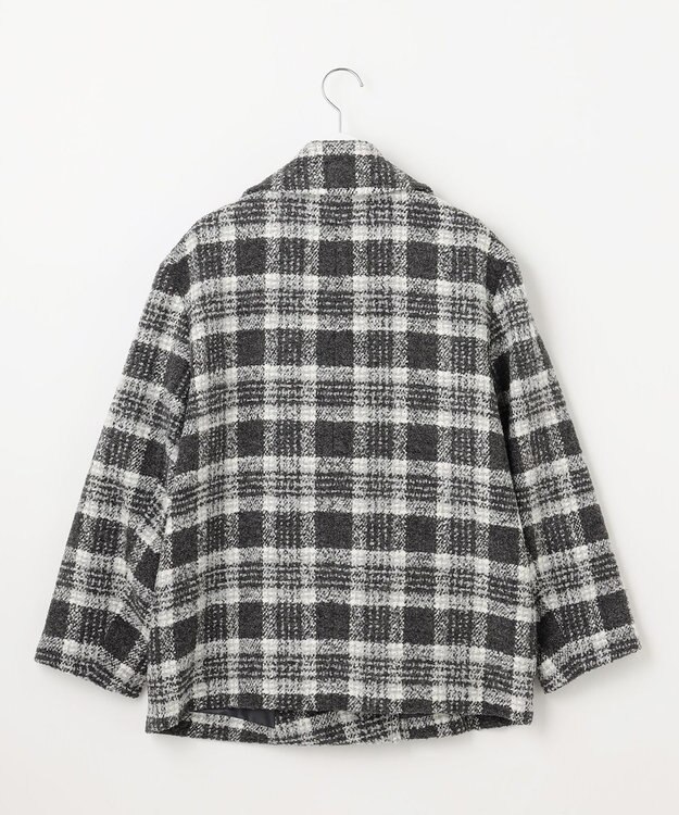 自由区 S BALLIループミルドチェック コート グレー×オフ