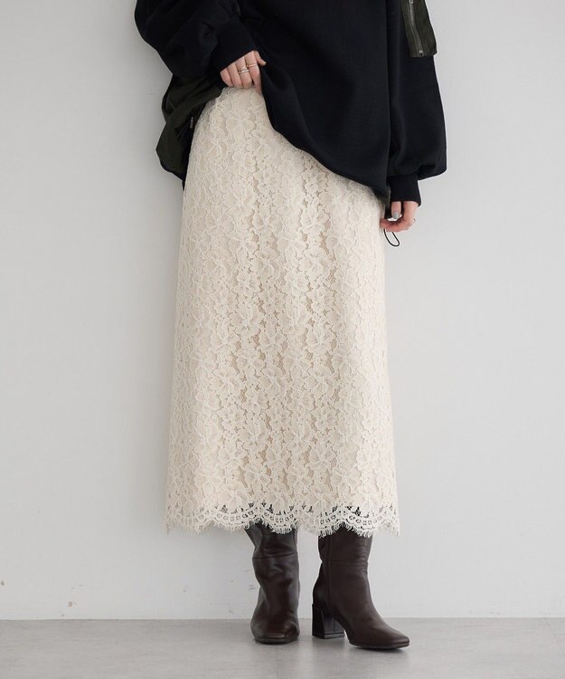YECCA VECCA レースナロースカート Ivory