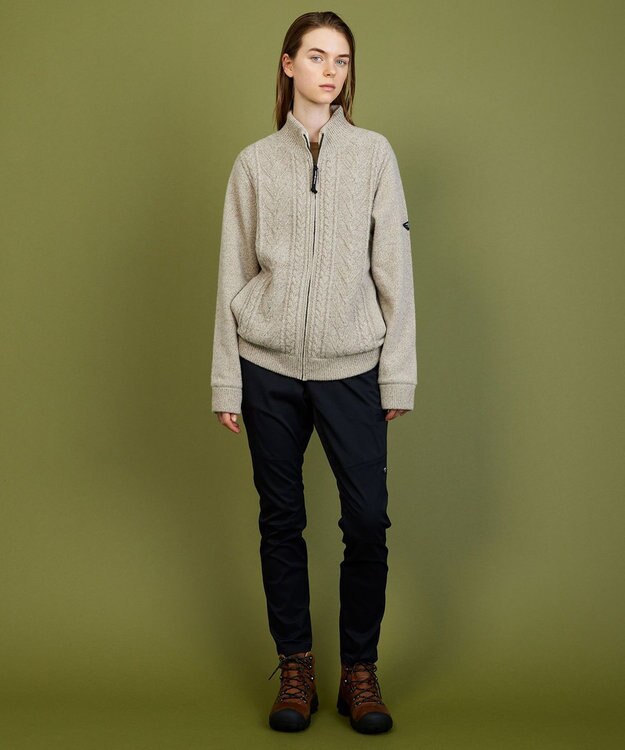 JOSEPH ABBOUD MOUNTAIN 【イタリア糸使用/サスティナブル素材/裏地付き/ライナードッキング対応】 コットンウール ニット アウター ベージュ系