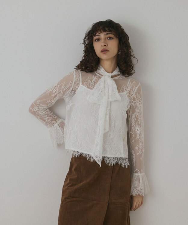 GRACE CONTINENTAL レースボウタイブラウス ホワイト