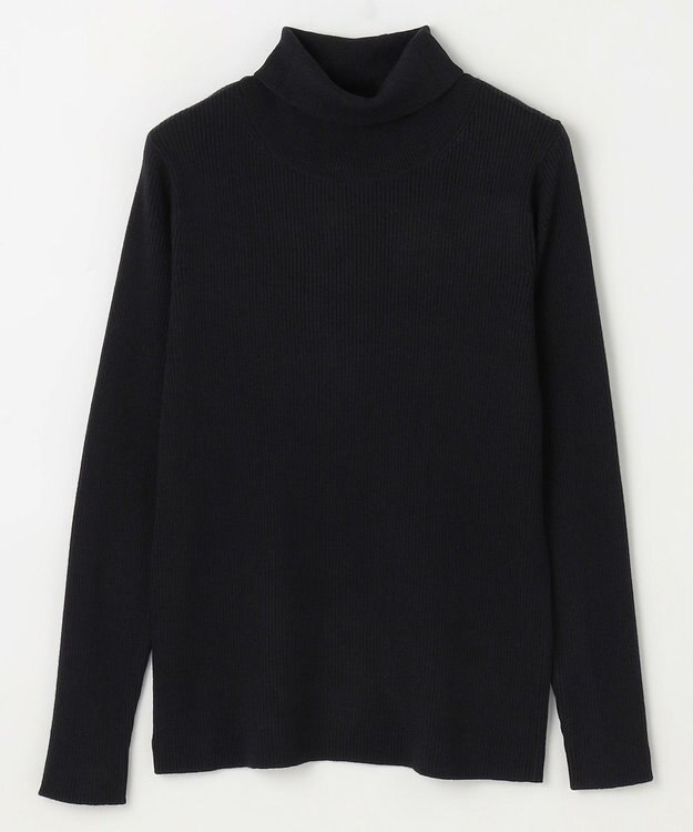 ANY L 【洗濯機可】ウォームニットリブタートルネック ブラック
