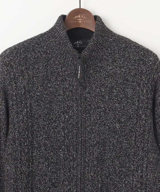 JOSEPH ABBOUD MOUNTAIN 【イタリア糸使用/サスティナブル素材/裏地付き/ライナードッキング対応】 コットンウール ニット アウター ブラック系
