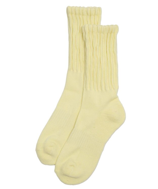 WEGO サポート付きボリューム無地リブソックス ライトイエロー