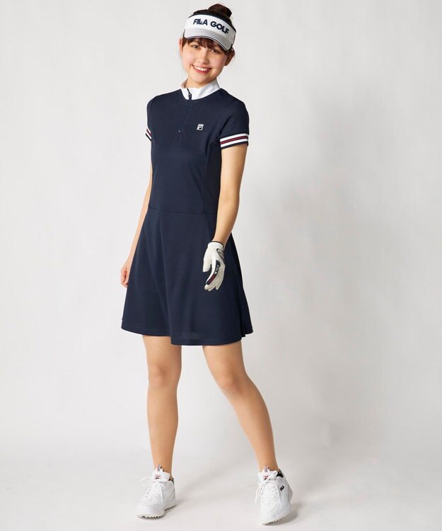 FILA GOLF／marie claire 【FILA GOLF】ハーフジッププリーツワンピース ネイビー