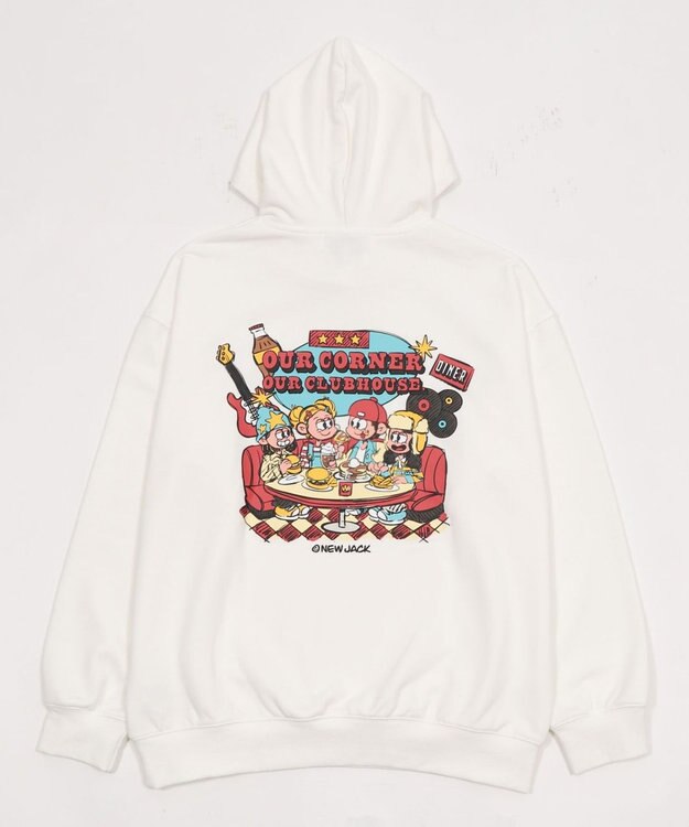 WEGO 【ユニセックス着用ITEM】別注NEWJACKグラフィックプルパーカー ホワイト