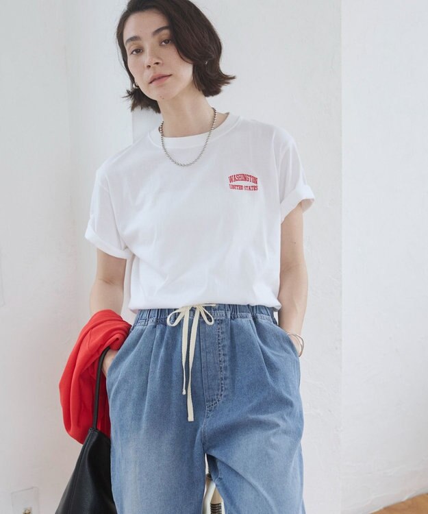 WEGO 【ANGIE VINTAGE】ワンポイント刺繍ロゴTシャツ ホワイトその他