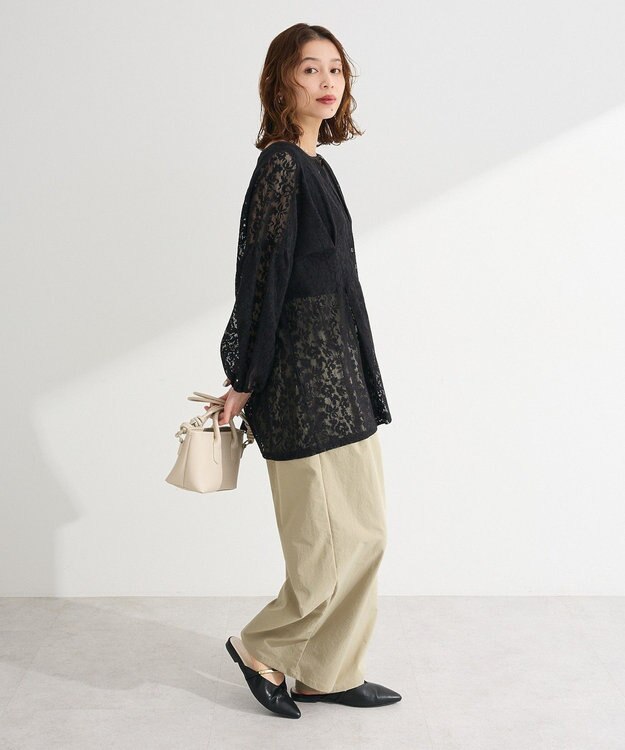 Green Parks メッシュレースタック入りプルオーバー Black