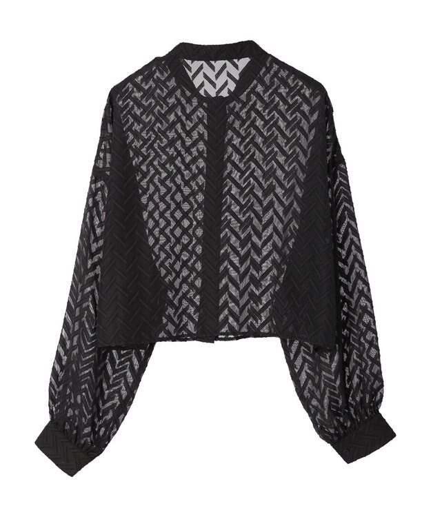 earth music&ecology ツッキリジャガードショートブラウス Black