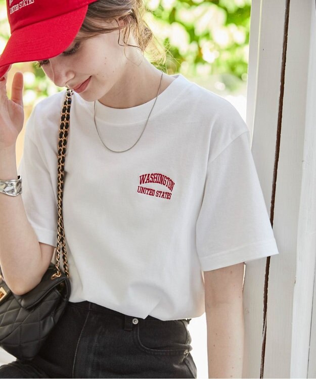 WEGO 【ANGIE VINTAGE】ワンポイント刺繍ロゴTシャツ ホワイトその他
