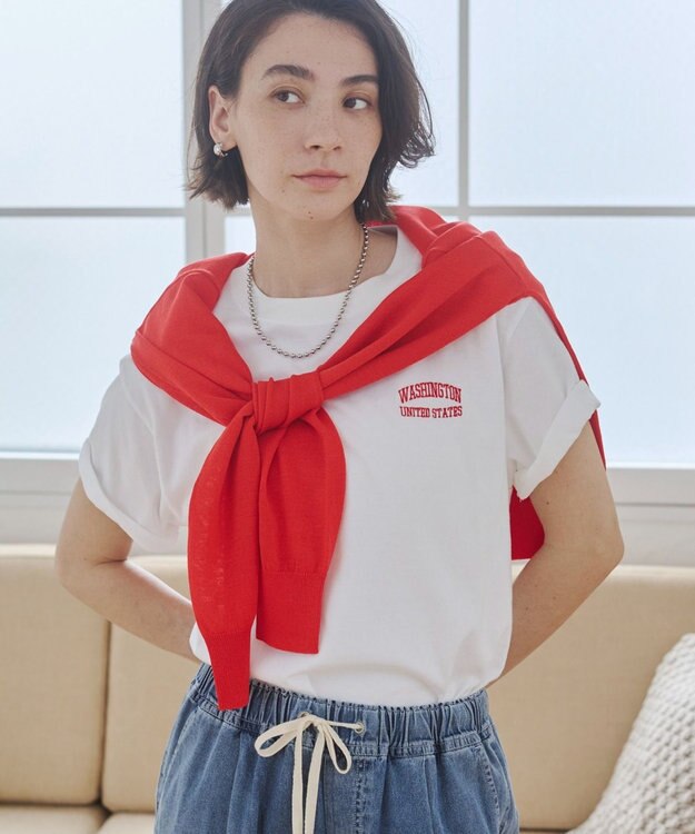 WEGO 【ANGIE VINTAGE】ワンポイント刺繍ロゴTシャツ ホワイトその他