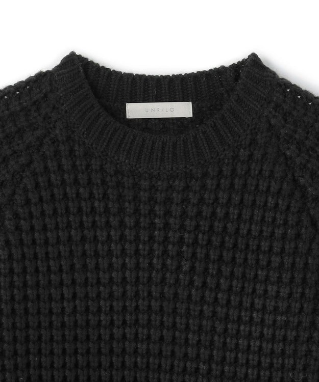 UNFILO MENS 【男女兼用】ウールポップコーン クルーネック ニット ブラック