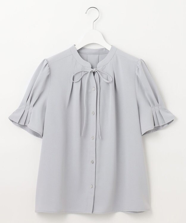 Feroux 【洗える】リボンスキッパー ブラウス スカイブルー系