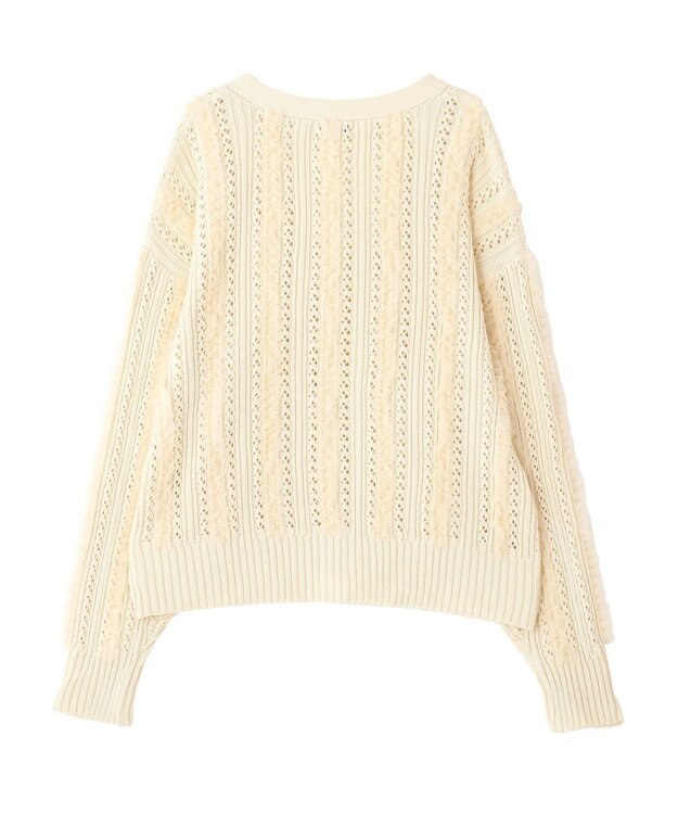 earth music&ecology チュールフリルニットカーディガン Ecru