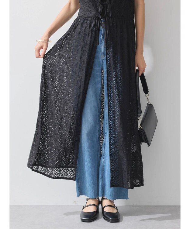 earth music&ecology フラワーレースキャミワンピース Black