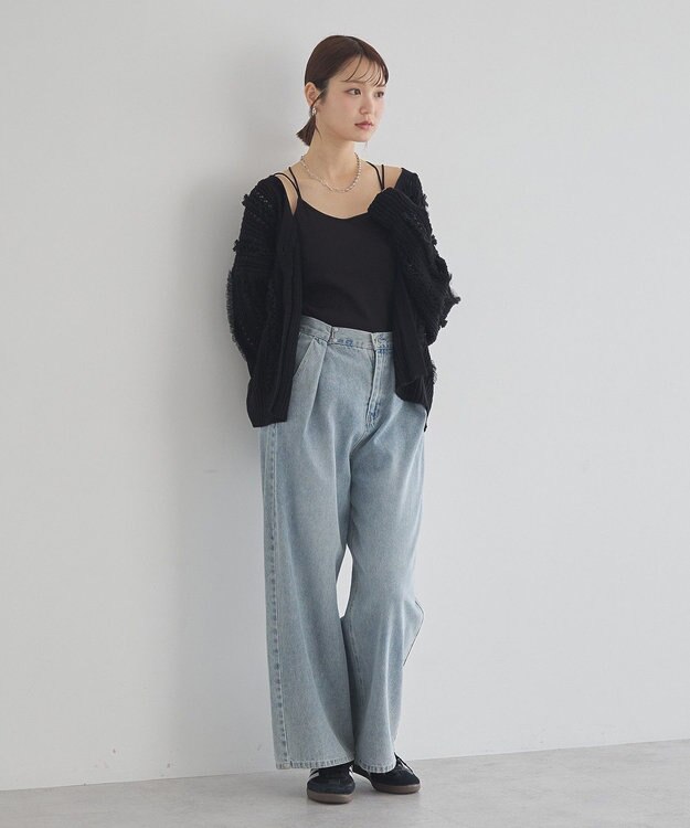 earth music&ecology チュールフリルニットカーディガン Black