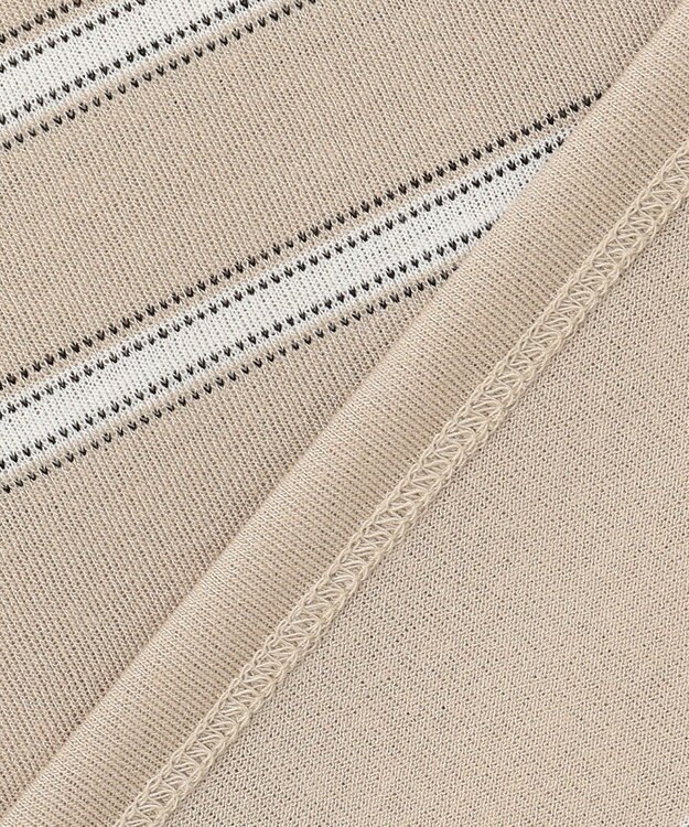 J.PRESS LADIES L パネルボーダー フレンチスリーブ カットソー ベージュ系1