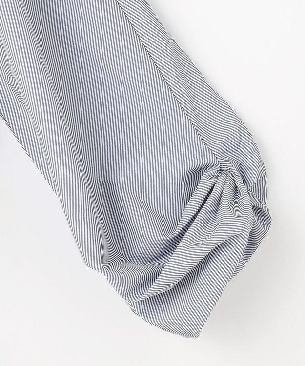 ANY 【洗濯機可/UVケア/アンチピリング】布帛ねじり袖コンビプルオーバー ホワイト×ストライプ