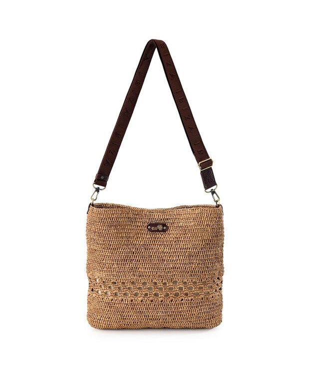 IBIZA ラフィア　ショルダーバッグ 濃茶