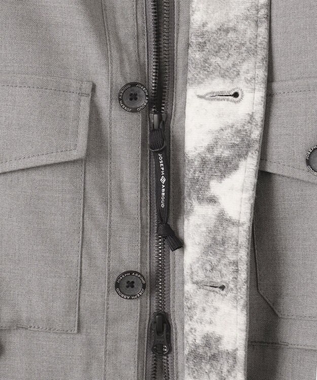 JOSEPH ABBOUD MOUNTAIN 【撥水/ライナードッキング対応】スライバー カモフラージュコンビ パーカー ライトグレー系