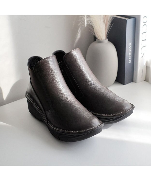 Pointer 本革超軽量サイドゴアショートブーツ ダークブラウン