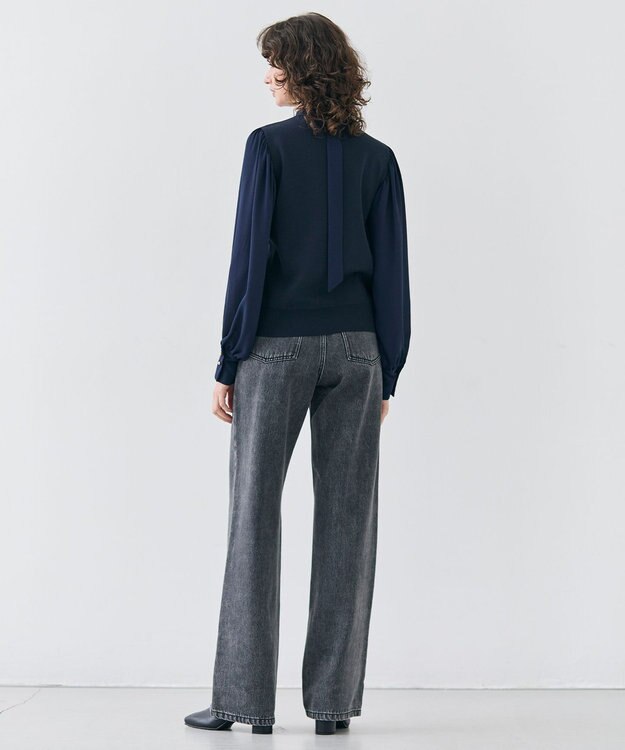 BEIGE， 【洗える・Precious3月号掲載】PROTEA / 異素材バックタイディティールニット Navy