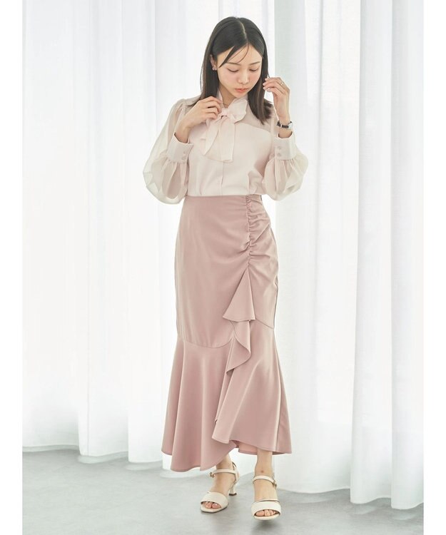 earth music&ecology シアードッキングブラウス Orange