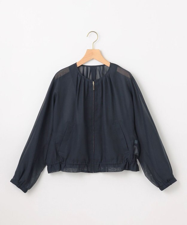 組曲 L カラーボイルノーカラー ブルゾン ネイビー系