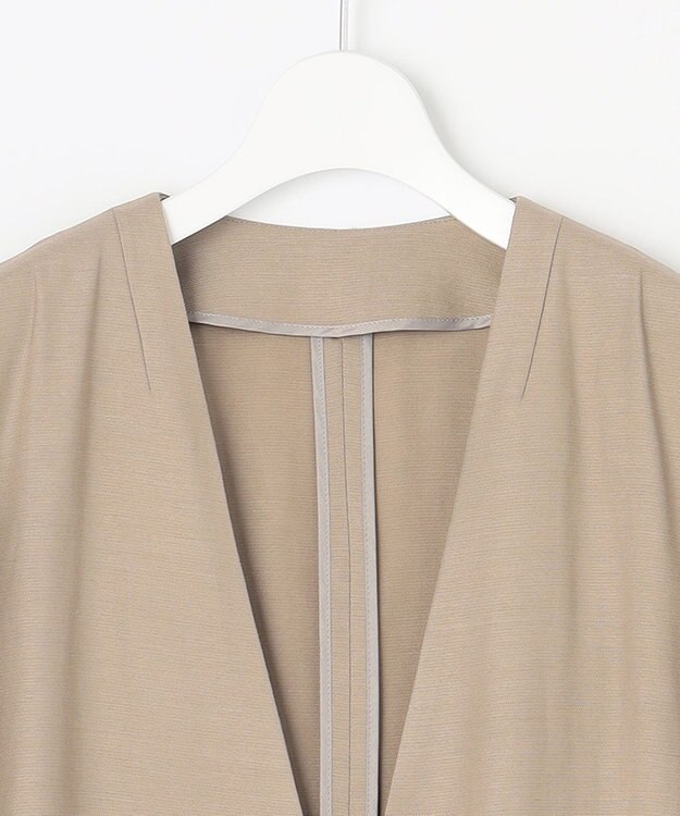 自由区 【XSサイズ～/洗える/セット可】キュプラリネンシャンタン ノーカラージャケット ベージュ系